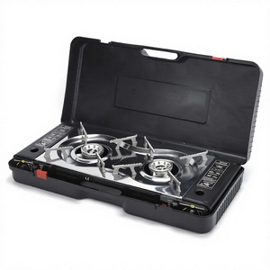 Kompor Kaset Dua Tungku untuk Olahraga Luar Ruangan dan Bertahan Hidup di Alam Liar, Kompor Kaset Barbekyu Gaya Korea Multifungsi Portabel - Product Image 1