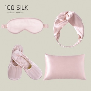 Luxury Sleep 4-Piece Set Silk <strong>Pillowcase</strong> Eye Mask Headscarf Slippers-Summer Casual ODM Styles Perfect Gift for Relaxation - Product Image 2