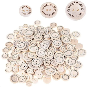 SAS High Quality Handmade 15mm/20mm/25mm Wood <strong>Buttons</strong> Plated Wooden <strong>Button</strong> Hand Made with Love 2 Holes for Sewing Clothes - Product Image 3