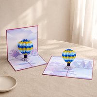 Cartes de vœux personnalisées 3D créatives faites à la main en papier recyclable, impression UV, vernissage mat, taille personnalisée, montgolfière