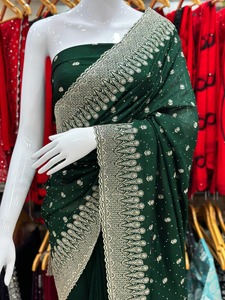 <span class=keywords><strong>Saree</strong></span> lụa vivitra tinh tế với đường viền <span class=keywords><strong>zari</strong></span> nặng và công việc bằng đá kết hợp với áo cánh Phù Hợp-thanh lịch được xác định lại cho người lớn - Product Image 2