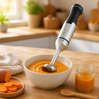 Mixeur Plongeant Électrique Portable en Acier Inoxydable 1600W pour Lait et Aliments, Mixeur Plongeant Domestique pour Purée et Sauces
