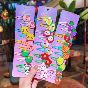 Nouvelles pinces à cheveux colorées et mignonnes en forme de dessin animé pour filles, lot de <span class=keywords><strong>10</strong></span>, accessoires de mode pour cheveux, thème crème glacée, collection 2021 - Product Image 2