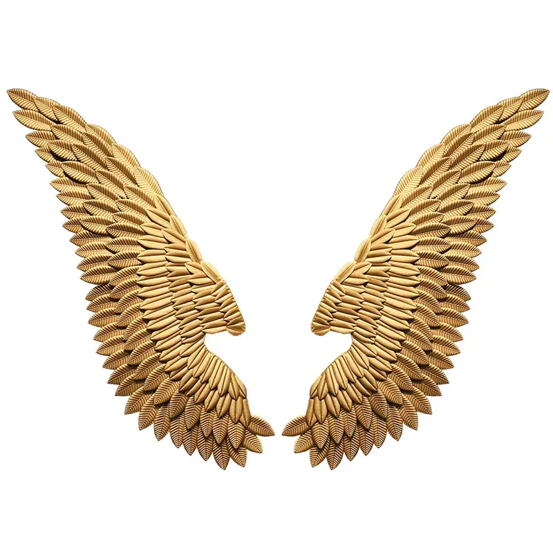 Design artigianale realizzato a mano sculture in rilievo di base stile antico decorativo Grand Angel Wings Set da 2 pezzi