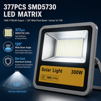 Projecteur Solaire Extérieur 300W Étanche en Aluminium Moulé Sous Pression avec Panneau Monocristallin 25Ah, Télécommande, Lampe Murale Commerciale pour Entrepôt et Jardin