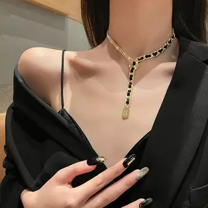 INS temperament Necklace light luxury niche 2022 female tide senior feeling metal Y rope clavicle chain for women gift