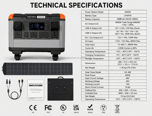 Station d'alimentation portable 3000W 2688Wh, alimentation de secours solaire pour la maison, UPS, alimentation de secours US 110V, 4 prises AC avec kit de panneaux solaires pliables 400W - Product Image 2