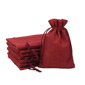 Sac de rangement portable en lin avec cordon de serrage, logo personnalisé, petite pochette en gaze à fenêtre en maille pour cosmétiques et herbes - Product Image 1