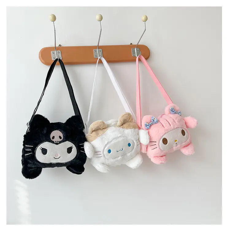 Botu Kawaii Sanrio Plush Bag Kuromi Kitty Plushie Backpack Anime Melody Cinnamoroll Cartoon Stuffed Birthday Gifts Handbag purse