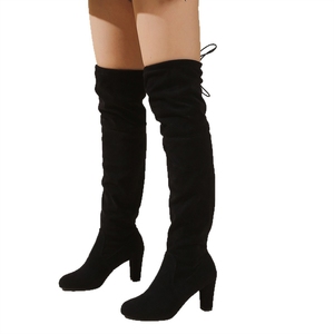 <span class=keywords><strong>Bottes</strong></span> au-dessus du genou style Knight pour femmes, en tissu extensible marron, avec fermeture éclair latérale, confortables, antidérapantes, à <span class=keywords><strong>talon</strong></span> épais, longues - Product Image 5
