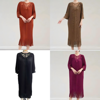Robes plissées modestes grande taille en gros, couleur unie, simples, décontractées pour femmes, Vetidos, taille unique, vêtements élégants, robe d'église