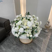 Bola de Flores de Rosa Blanca en Oferta, Arreglo Floral de Rosa Grande de 80 cm, Centros de Mesa para Bodas