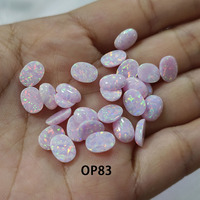 Opales synthétiques ovales cabochon, pierres précieuses en vrac, opales de feu synthétiques en forme d'œuf à fond plat pour bagues et bijoux