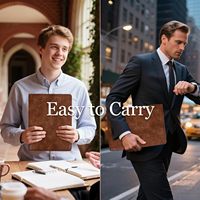 Calfinder - Carpeta de piel con 3 anillas y cremallera para documentos, tabletas, entrevistas/oficina, para hombres y mujeres, CN
