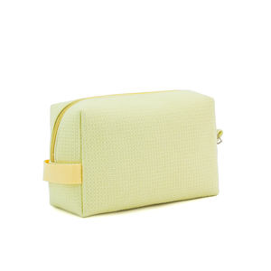 Tas Kosmetik Travel Mewah Trendy Kapasitas Besar dengan Ritsleting, Bordir Logo Kustom, Warna Putih Polos, Model Waffle - Product Image 3