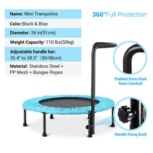 Trampolín plegable de 36 pulgadas con mango ajustable para niños, <span class=keywords><strong>cama</strong></span> elástica para saltar con cubierta, minitrampolín - Product Image 3