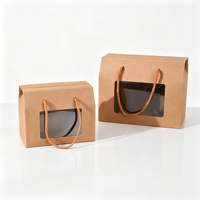 Boîte en papier kraft pliable avec fenêtre et logo personnalisé, boîte cadeau pour les fêtes, pour emballer des collations, des biscuits et des noix