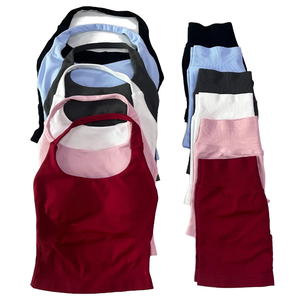 Ensemble de sport personnalisé de haute qualité pour femmes : hauts dos nu à licou et shorts taille haute sans couture ultra-extensibles – Tenue de sport - Product Image 1