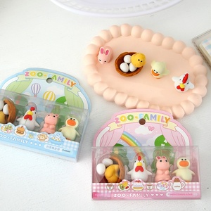 4 pièces/boîte Gommes à effacer en forme d'animaux de la ferme mignons et amusants, papeterie créative pour étudiants, gommes à effacer pour crayons, cadeaux pour enfants, fournitures scolaires - Product Image 2