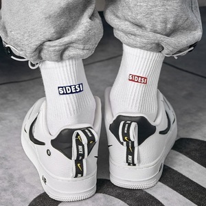 Men's Cotton Mid-Calf <b>Socks</b> With Letter Design Sweat Absorbing Odor Resistant For Autumn Sports Wear - Product Image 1