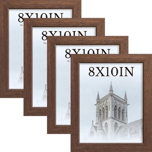 KissNow Lot de 4 cadres <span class=keywords><strong>photo</strong></span> rectangulaires 8x10 <span class=keywords><strong>en</strong></span> bois brun, <span class=keywords><strong>cadre</strong></span> 10x8, <span class=keywords><strong>verre</strong></span> trempé, affichage vertical/horizontal sur table pour photos - Product Image 1