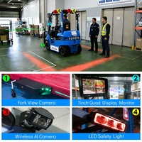 Système de caméra sans fil pour chariot élévateur VD de qualité industrielle avec élimination des angles morts par IA à latence nulle, moniteur 7'' et feux d'avertissement linéaires