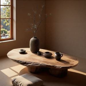 <span class=keywords><strong>Table</strong></span> <span class=keywords><strong>basse</strong></span> ronde moderne et portable pour salon avec rangement, étagère ouverte à 2 niveaux, meuble en bois pour chambre, bureau, appartement - Product Image 5