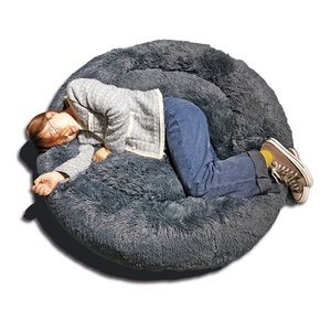 C4P Luxus-Hunde bett Hot Style Long PV Plüsch Donut Haustier bett Kunst pelz Material Festes Muster Vakuum verpackt für Hundes chlaf - Product Image 1