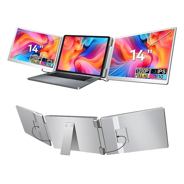 14 Inch IPS Super Light Easy to Carry Widely Compatible Triple Screen Dual Screen Extender for Notebook