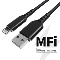 USB-A C189 asli bersertifikat MFi ke kabel 8-Pin dengan pengisian cepat 3A dan jaket nilon untuk MacBook/iPhone/iPad/