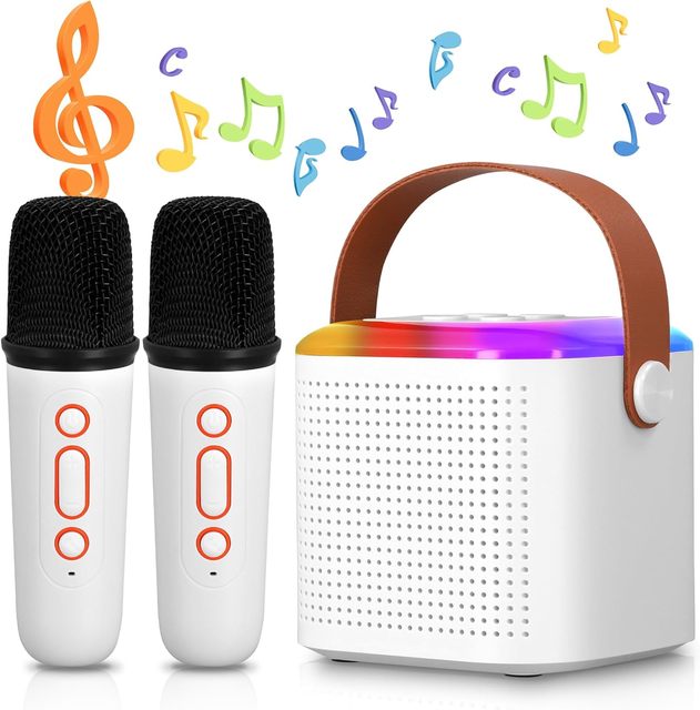 Y1 Y2 Karaoke Machine Gift Mini Handheld Wireless Microphone Portable Speaker with RGB LED Lights and for for Kids