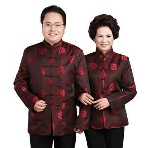 Popular Chinese Style tang suit collar Chinese Traditional Uniform Top long sleeve Linen Kung Fu Suit