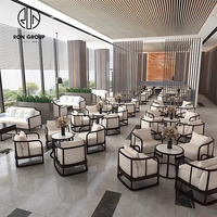 Table de restaurant d'hôtel commercial en velours rembourré en marbre écologique durable personnalisée pour café, salon de thé, design moderne