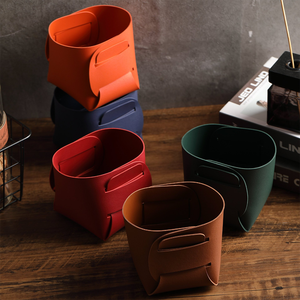 Boîte de rangement en cuir pliable pour <span class=keywords><strong>bureau</strong></span>, plateau de rangement nordique en PU, porte-clés de porche, rangement divers, organisateur de maquillage, <span class=keywords><strong>panier</strong></span>, porte-stylos - Product Image 2