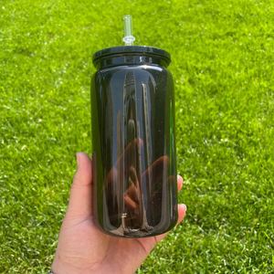 New Arrival 16Oz Unbreakable Colorful Acrylic Can Clear Macaron Drinking Glasses With <b>Plastic</b> Lid and Straw for Vinyl - Product Image 4