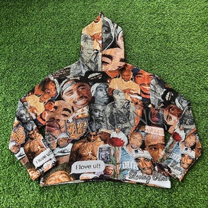 Felpa con cappuccio arazzo personalizzata produttore all'ingrosso Tapestri <span class=keywords><strong>abbigliamento</strong></span> felpe con cappuccio da <span class=keywords><strong>uomo</strong></span> felpe con cappuccio pesante da basket di moda - Product Image 2
