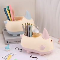 Organisateur de bureau carré kawaii, vente chaude en usine, porte-crayons et porte-stylos personnalisé, rangement de papeterie de bureau en plastique, horloge