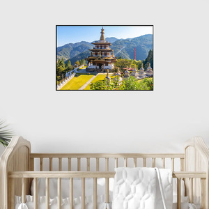 Stampa su tela Bhutan Khamsum Yulley Namgyal <span class=keywords><strong>Chorten</strong></span>: Stupa Tibetana con Tetto Dorato e Paesaggio Montano - Decorazione per Camera da Letto - Product Image 3