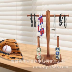 Expositor de Joyería de Madera con Diseño de Bate de Béisbol, Organizador de Escritorio para Guardar Collares y Anillos - Product Image 1