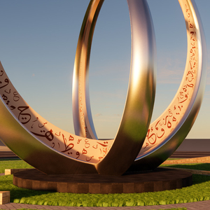 รูปปั้นกลางแจ้งทรงกลมขนาดใหญ่ศิลปะโลหะสมัยใหม่รูปปั้นอาหรับตกแต่งภูมิทัศน์ประติมากรรมสวนสแตนเลส - Product Image 2