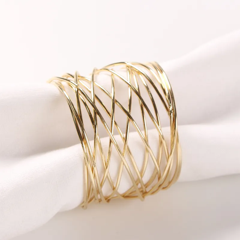 Luxury Metal Zinc Alloy Plain Clear Silver Brass Gold Plated Napkin Ring For Wedding Table