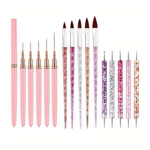 Ensemble <span class=keywords><strong>de</strong></span> 15 pinceaux portables pour nail art avec manches en plastique pour débutants - Stylos pour <span class=keywords><strong>dessin</strong></span> <span class=keywords><strong>de</strong></span> lignes, coloration, sculpture, gel, polissage et pointillage - Product Image 5