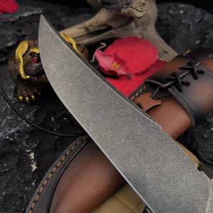 Cuchillo de Supervivencia Táctico de Acero Inoxidable de Alta Calidad T-rex con Mango de Madera Personalizable de Grado DIY y Hoja de Tipo Sheepsfoot para Uso - Product Image 3