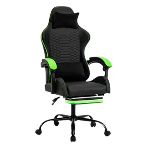 Hete Verkoop Race Stijl Pc Lumbale Ondersteuning Pu Diamant Lederen Ergonomische Schorpioen Goedkope Groene Gaming Stoel Met Voetsteun Massage