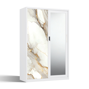Armoire métallique imprimée avec miroir et portes coulissantes 1200 mm pour mobilier de chambre - Product Image 2