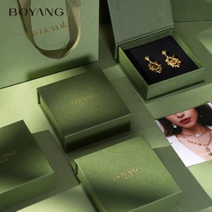 Biểu Tượng Tùy Chỉnh Sang Trọng Sinh Thái Màu Xanh Lá Cây Cuốn Sách Giấy Hình Dạng Từ Đóng Cửa Bông Tai Vòng Cổ Vòng Bao Bì Hộp Đồ Trang Sức - Product Image 2