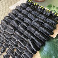Paquetes de Cabello Humano Natural Virgen Vietnamita al por Mayor 12A Ondulado Profundo, Extensiones de Cabello Humano Natural Ondulado Profundo