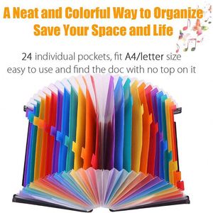 PP <b>Plastic</b> Large Custom Printed A4 24 <b>Pocket</b> Accordion Expanding Clip File Folder Organizer High Quality for Office Supplies - Product Image 5