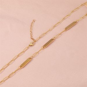 18k 镀金不锈钢防水首饰 DIY 激光雕刻锁骨链项链定制长条吊坠项链 - Product Image 2