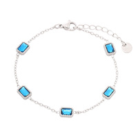 Gelang Zirkon Persegi Personalisasi Baja Anti Karat Lapis Emas 18K Anti Luntur Batu Permata Potongan Emerald Perhiasan untuk Wanita